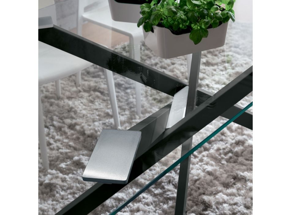 Lyxigt matbord i härdat glas och metall tillverkat i Italien - Carlino Viadurini