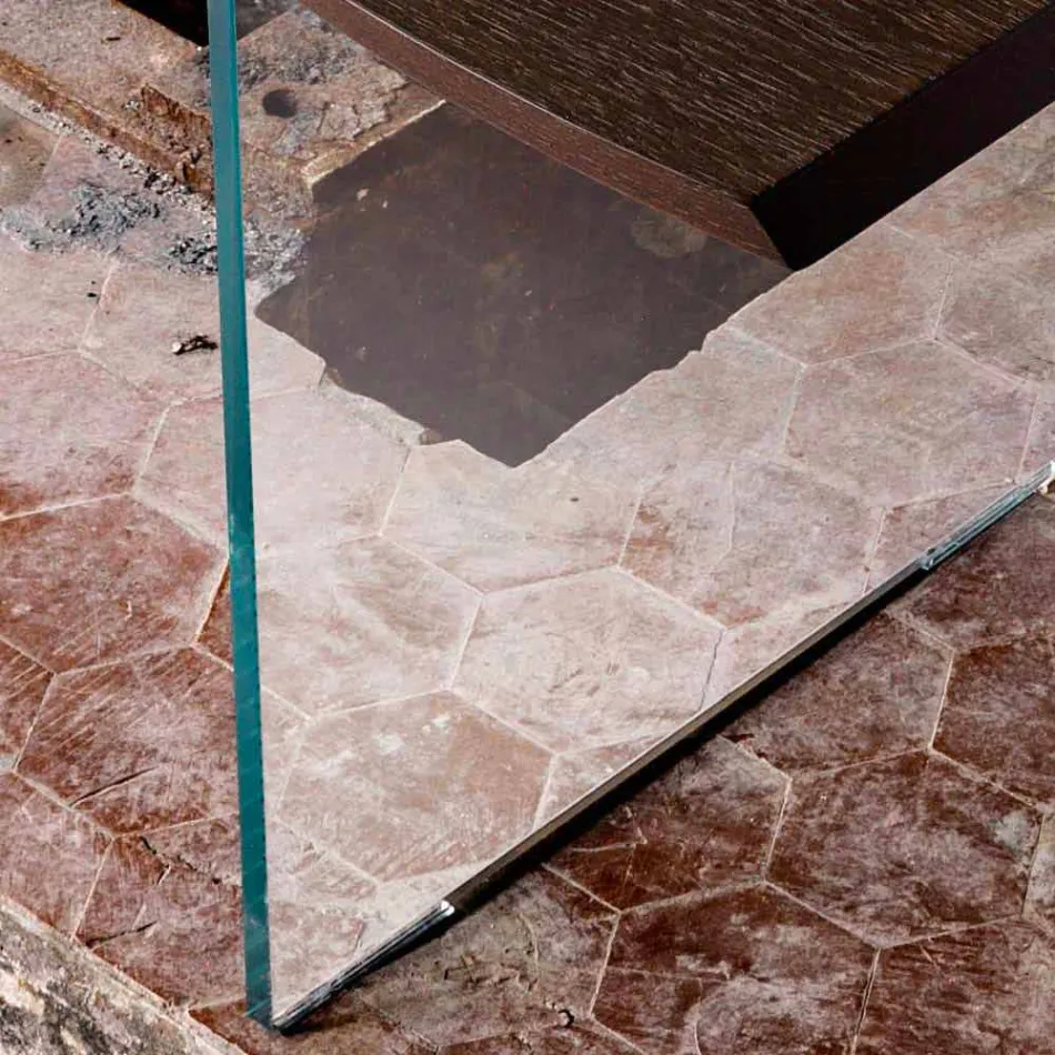 Modern matbord 100x200cm trä med glas ben Flora Viadurini