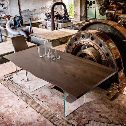 Modern matbord 100x200cm trä med glas ben Flora Viadurini