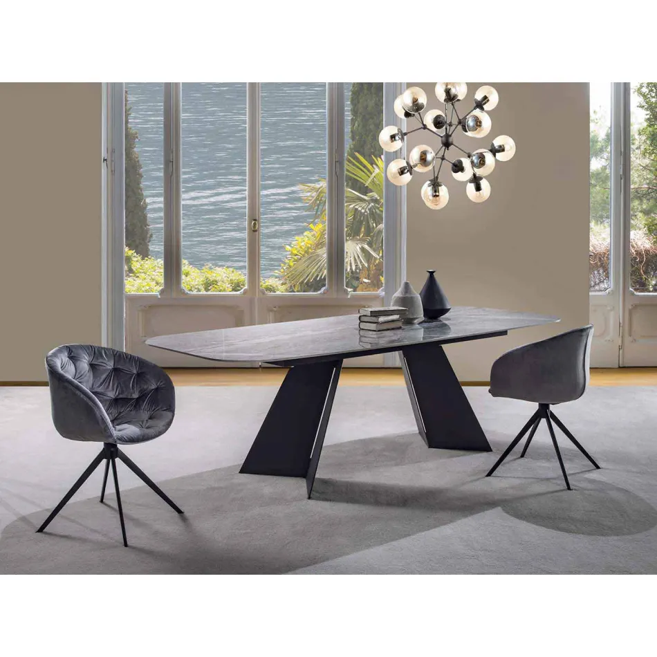 Modernt matbord med porslinstentopp - Meduno Viadurini