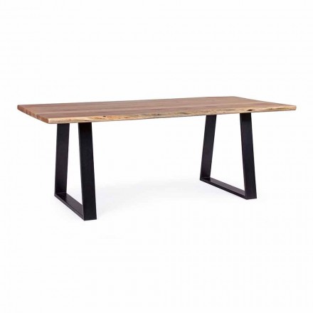 Homemotion Modernt matbord med Acacia Wood Top - Vermont Viadurini