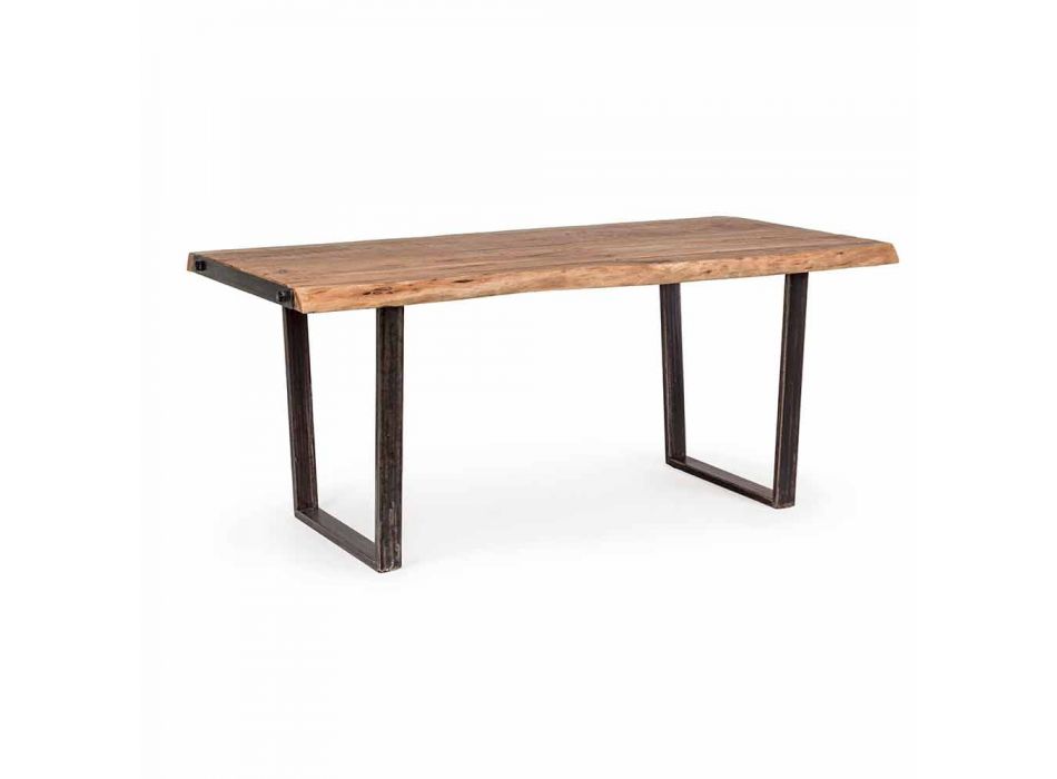 Modernt matbord i Acacia Wood och Homemotion Steel - Bingo Viadurini