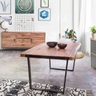 Modernt matbord i Acacia Wood och Homemotion Steel - Bingo Viadurini