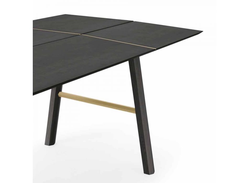 Modernt matbord i ask med svart eller gulddetaljer - Andria Viadurini