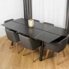 Modernt matbord i ask med svart eller gulddetaljer - Andria Viadurini