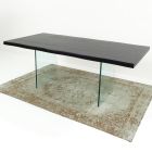 Modernt matbord i fanerat trä och glas Tillverkat i Italien - Strappo Viadurini