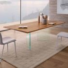 Modernt matbord i knuten ek och glas tillverkat i Italien - Sibillo Viadurini