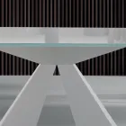 Modernt matbord i glas och vitt stål Tillverkat i Italien - Dalmatisk Viadurini