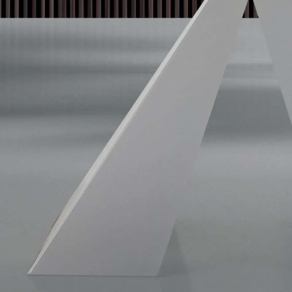 Modernt matbord i glas och vitt stål Tillverkat i Italien - Dalmatisk Viadurini