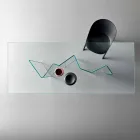 Modernt matbord i extralight eller rökt glas tillverkat i Italien - slumpmässigt Viadurini