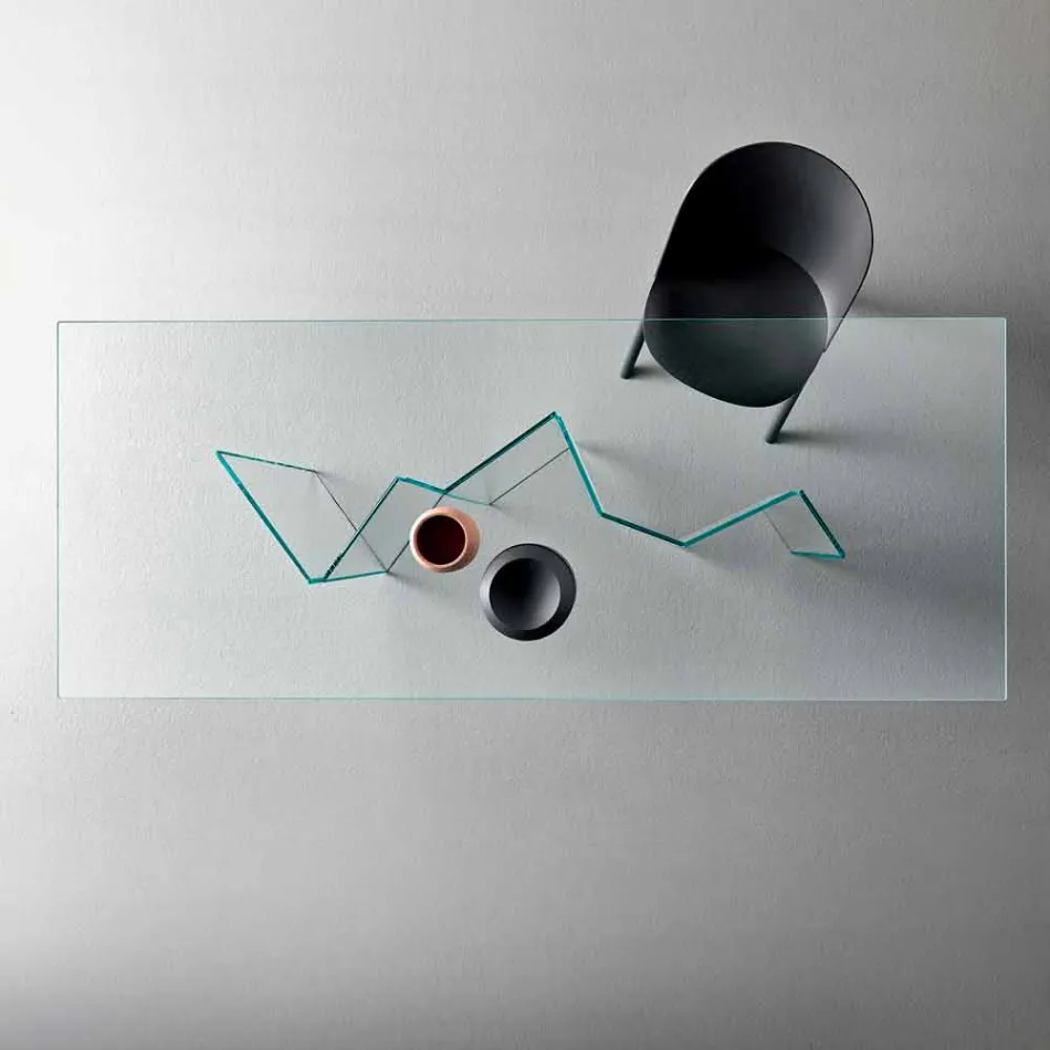 Modernt matbord i extralight eller rökt glas tillverkat i Italien - slumpmässigt Viadurini