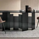 Modernt matbord i extralight eller rökt glas tillverkat i Italien - slumpmässigt Viadurini