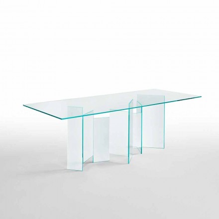Modernt matbord i extralight eller rökt glas tillverkat i Italien - slumpmässigt Viadurini