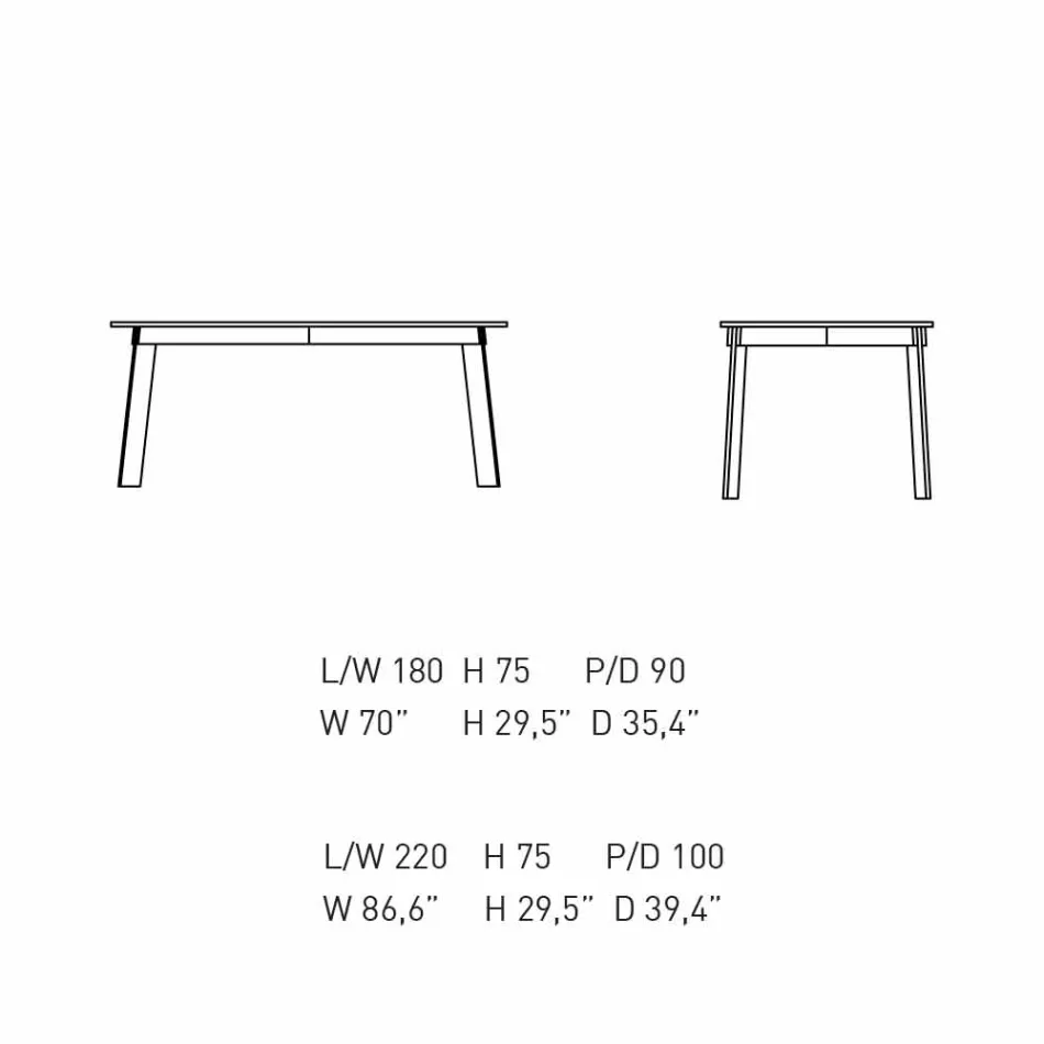 Modernt matbord Trätopp och stålbas Tillverkad i Italien - Aronte Viadurini
