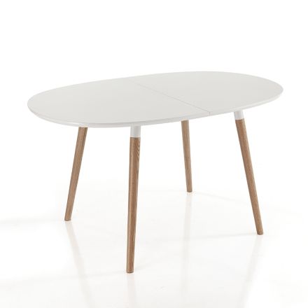 Utdragbart ovalt matbord Upp till 240 cm i vit Mdf - Rodrigo Viadurini