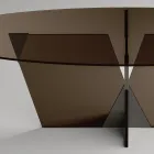 Ovalt matbord med glasskiva och bas Tillverkat i Italien - Tiseo Viadurini