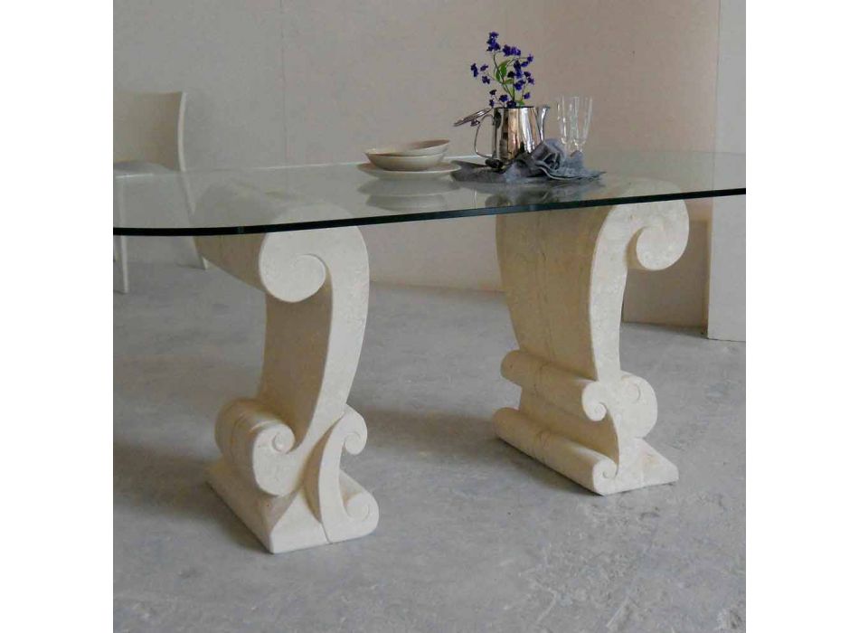 oval matbord av sten och klassisk design crystal Arachne Viadurini