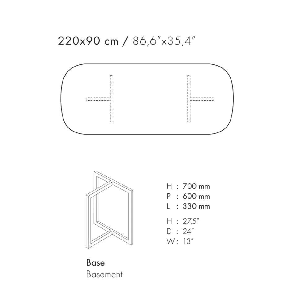 Ovalt matbord i porslinsstengods och metall Tillverkat i Italien - Emilio Viadurini