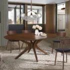 Ovalt matbord i Mdf med massiv trästruktur - Fulmin Viadurini