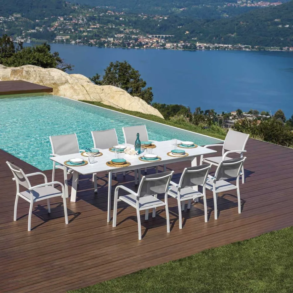 Utdragbart utomhusmatbord upp till 240 cm i aluminium - Levanto Viadurini
