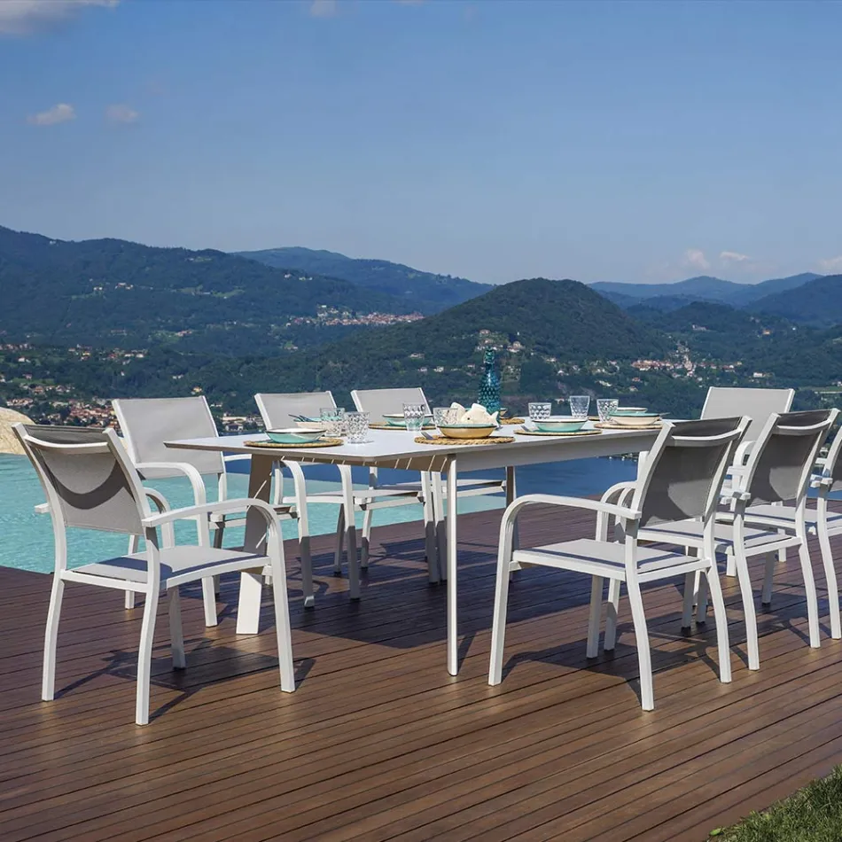 Utdragbart utomhusmatbord upp till 240 cm i aluminium - Levanto Viadurini