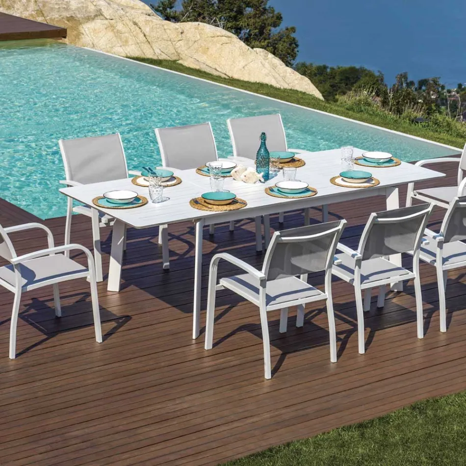 Utdragbart utomhusmatbord upp till 240 cm i aluminium - Levanto Viadurini
