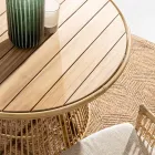 Trädgårdsmatbord i aluminium och teak Top-Svlk - Matter Viadurini