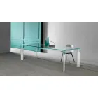 Spisbord Glasskiva och massivt trä bas tillverkad i Italien - Presino Viadurini