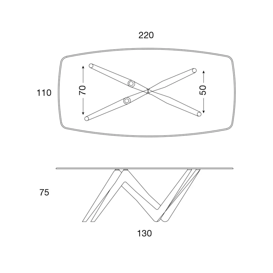 Matbordsskiva i glas och ben i polyuretan 2 storlekar - Stalto Viadurini