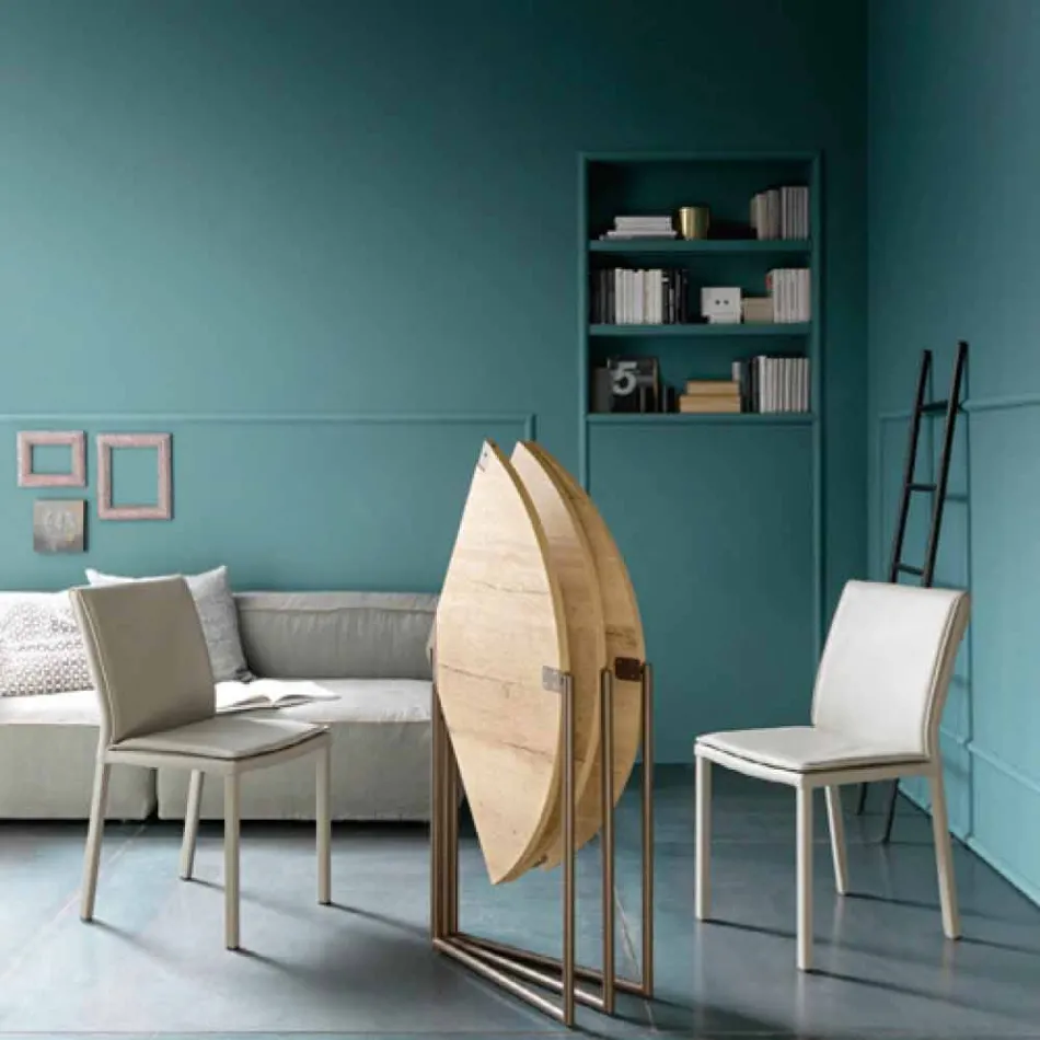 Modernt fällbart matbord i trä och metall Tillverkad i Italien - Menelao Viadurini