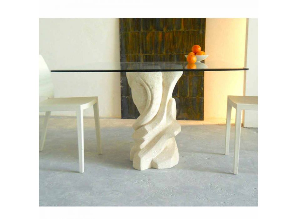 Fyrkantig matbord med Leda kristallkåpa Viadurini