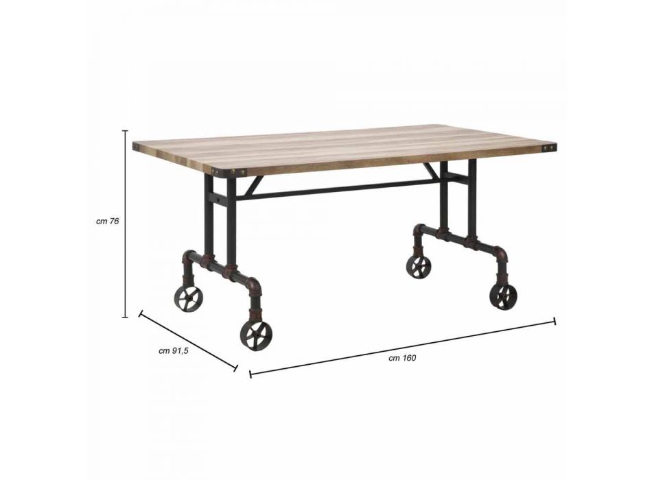 Modern design rektangulärt matbord i MDF och metall - Fabrice Viadurini