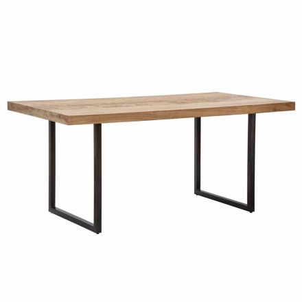 Rektangulärt matbord i akaciaträ och järn - Hattie Viadurini