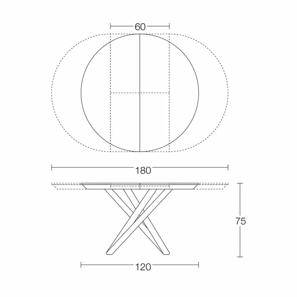 Runt utdragbart matbord med träplatta Tillverkad i Italien - Crodino Viadurini