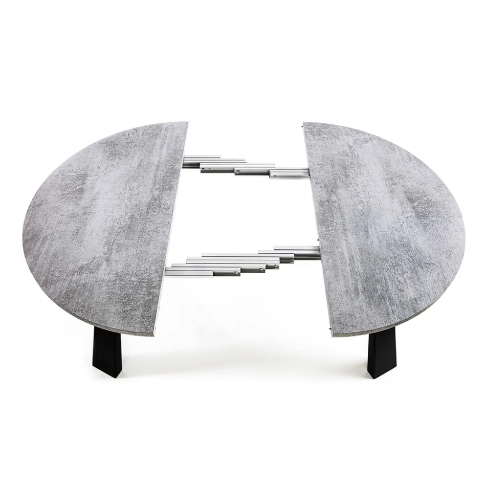 Runt matbord utdragbart Upp till 370 cm i trä och metall - Caimano Viadurini