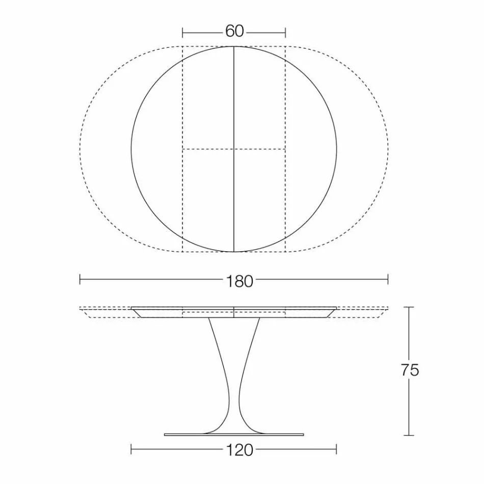 Runt utdragbart matbord i laminamkeramik Tillverkad i Italien - Lupetto Viadurini