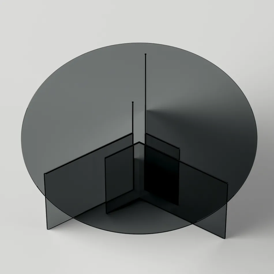 Runt matbord med underrede och glasskiva Tillverkat i Italien - Charles Viadurini