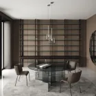 Runt matbord med underrede och glasskiva Tillverkat i Italien - Charles Viadurini