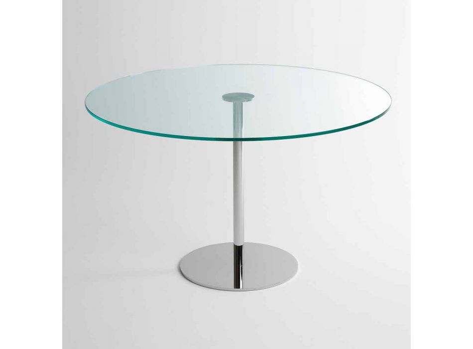 Rundt matbord med Extralight Glass Topp tillverkad i Italien - Dolce Viadurini