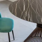 Runt matbord i Florim polerad keramik och stålbas - Denali Viadurini