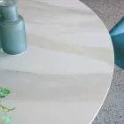 Runt matbord i Florim polerad keramik och stålbas - Denali Viadurini