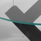 Runda matbord i trä med glasskiva Bao, modern design Viadurini