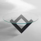 Runda matbord i trä med glasskiva Bao, modern design Viadurini