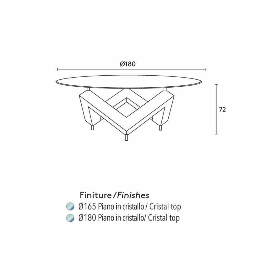 Runda matbord i trä med glasskiva Bao, modern design Viadurini