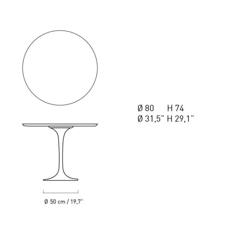 Runt matbord i marmor och målad aluminium tillverkat i Italien - Superb Viadurini
