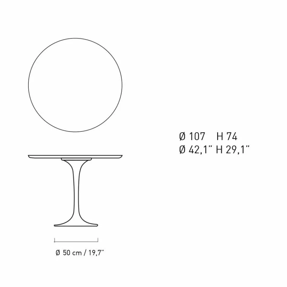 Runt matbord i marmor och målad aluminium tillverkat i Italien - Superb Viadurini