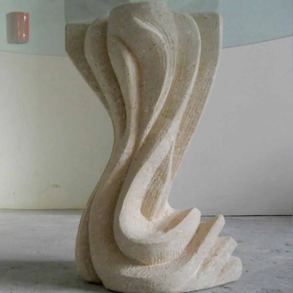 Runda matbord i sten med glasskiva Cadmus Viadurini