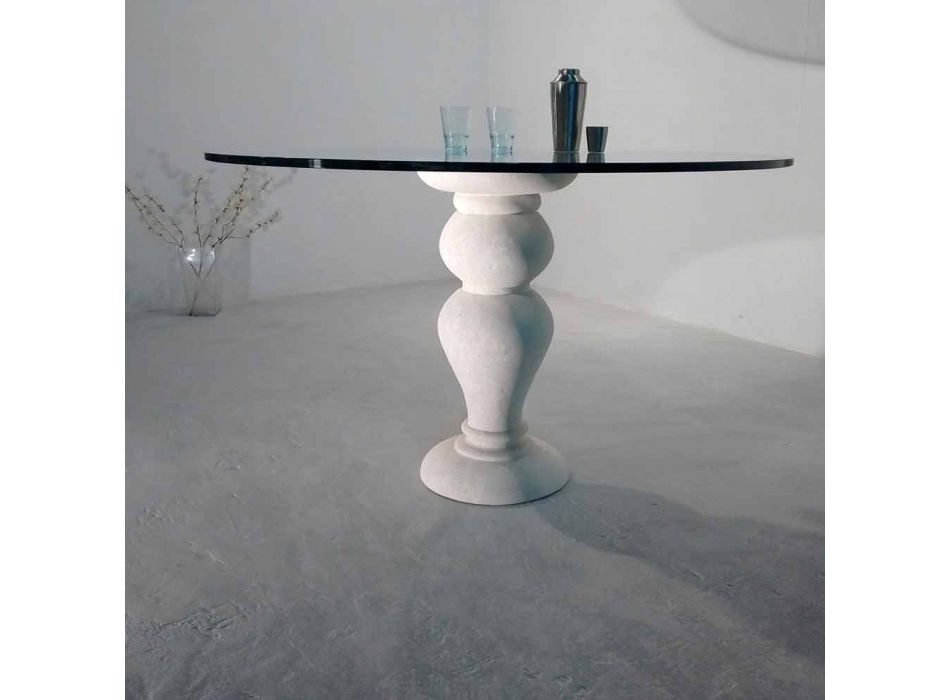 runda matbord i sten och kristall Oedipus, klassisk design Viadurini