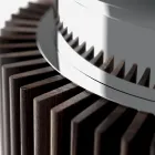 Runt matbord i rökt glas med träunderrede Made in Italy - Rondo Viadurini