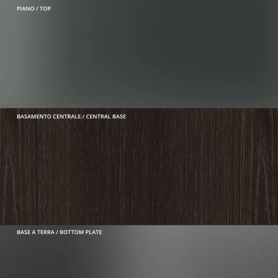 Runt matbord i rökt glas med träunderrede Made in Italy - Rondo Viadurini